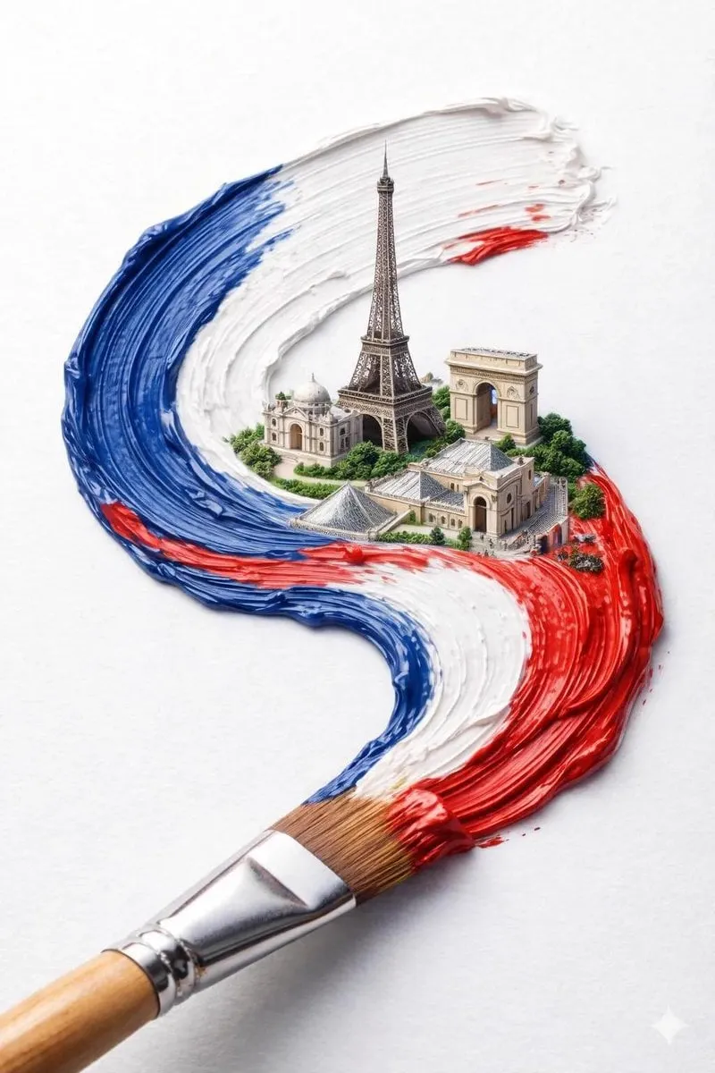 A hyper-realistic macro shot of a paintbrush creating a thick textured paint…