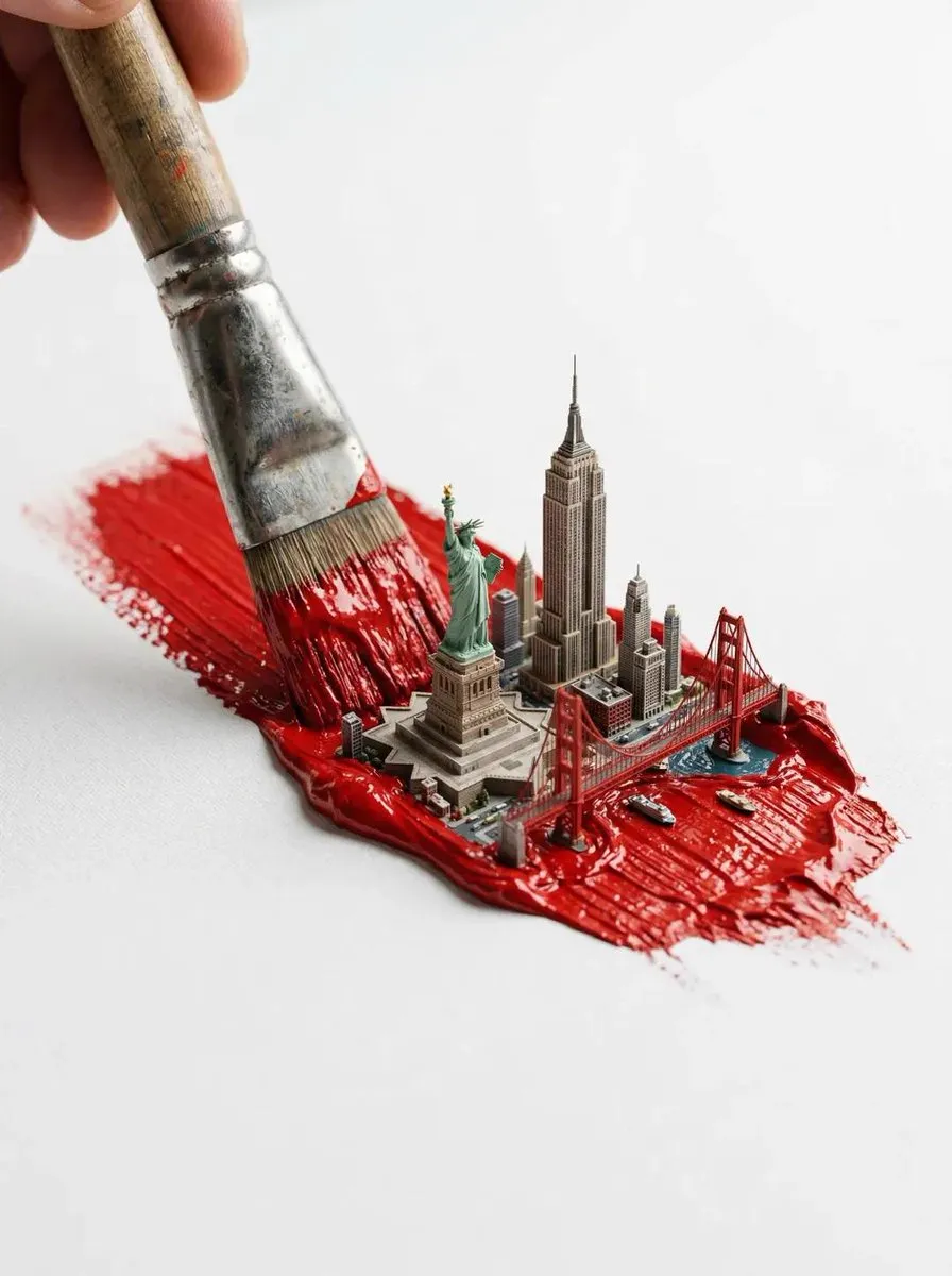 A hyper-realistic macro shot of a paintbrush creating a thick textured paint… — 2/4