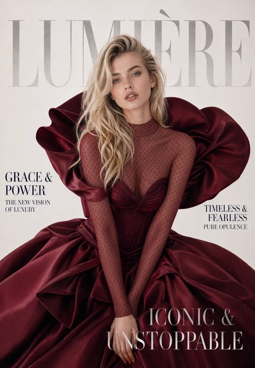 A luxury high-fashion magazine cover