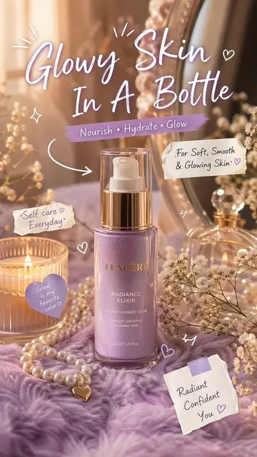 Luxury Aesthetic Skincare Advertisement, Soft Pastel