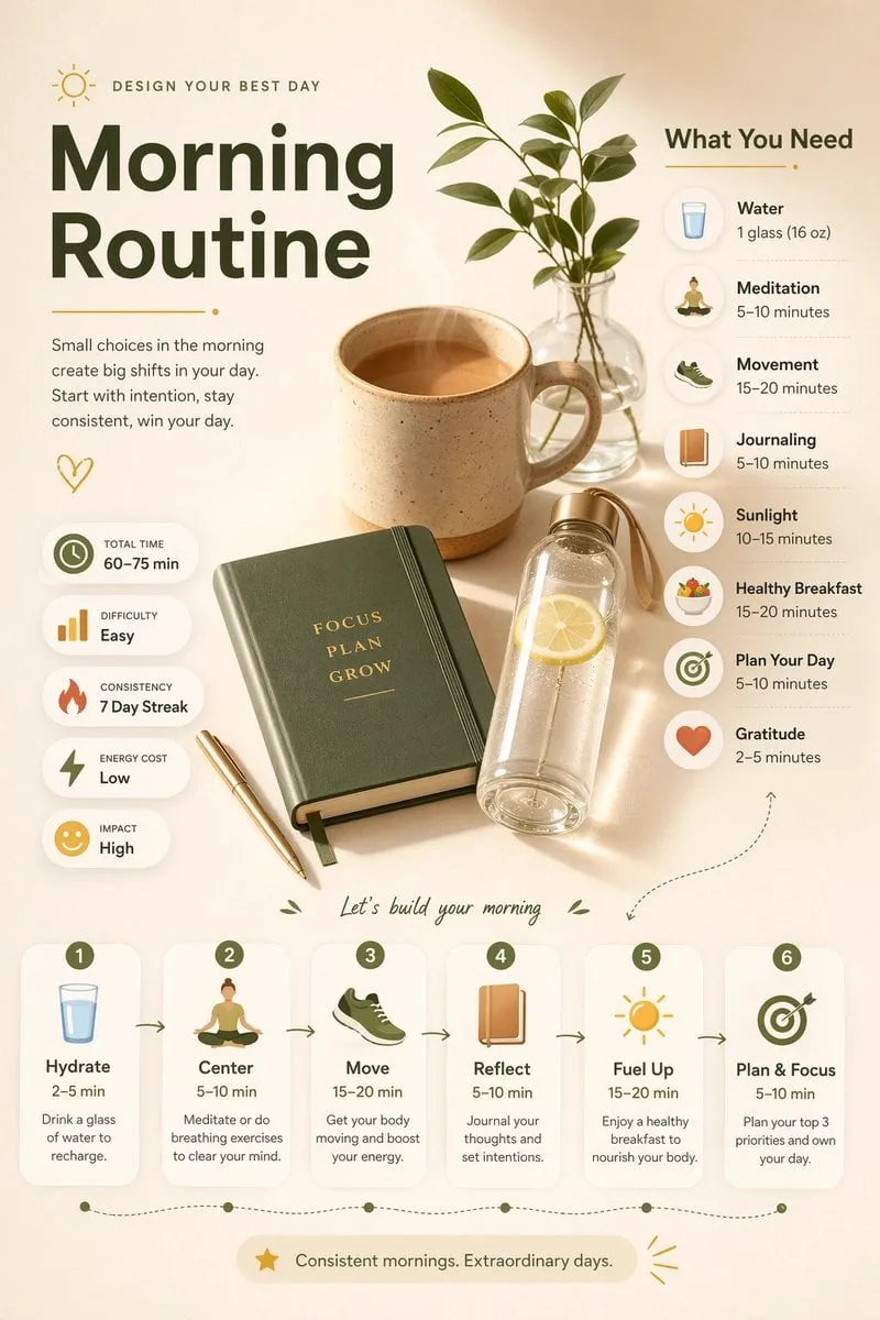 Ultra-clean modern editorial infographic on the topic of [ROUTINE] routine