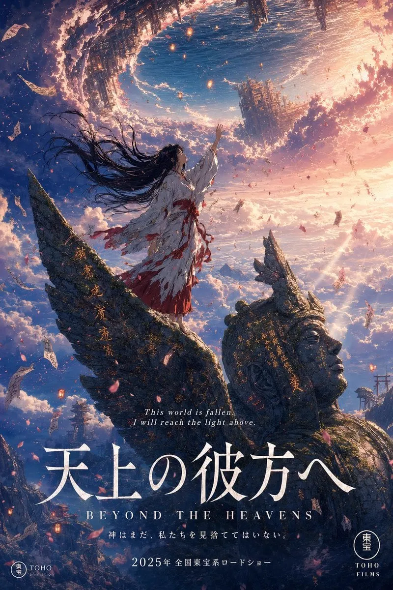A stunning anime theatrical movie poster in portrait format