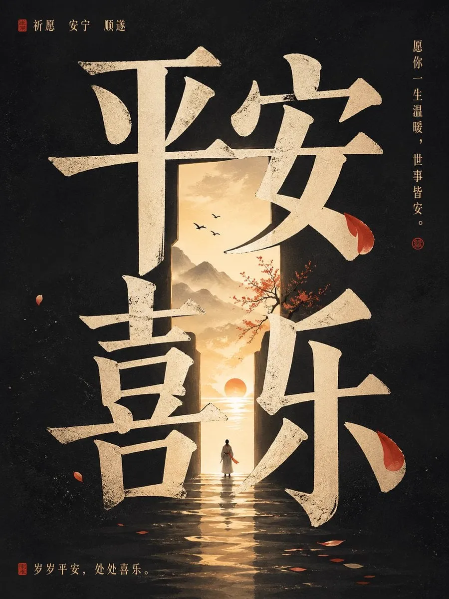 高级概念海报，竖版 3:4，核心文字为[输入文字] 请先深度理解'[输入文字]'的表层含义、深层寓意、情绪气质、文化联想、人物命运感与隐含张力，再决定最适合它的…