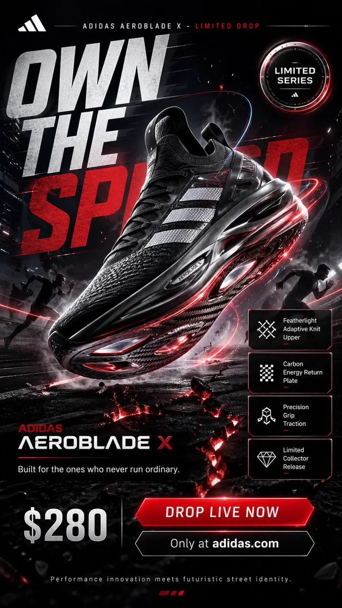 Create a jaw-dropping premium advertising poster in 9:16 vertical format for a…