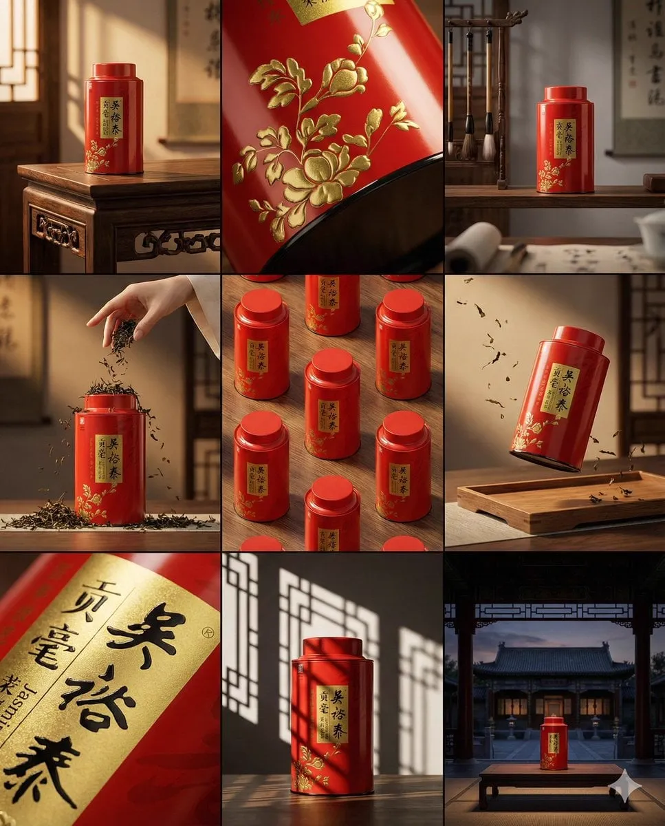 A clean 3×3 storyboard grid with nine equal-sized panels and an overall 4:5…