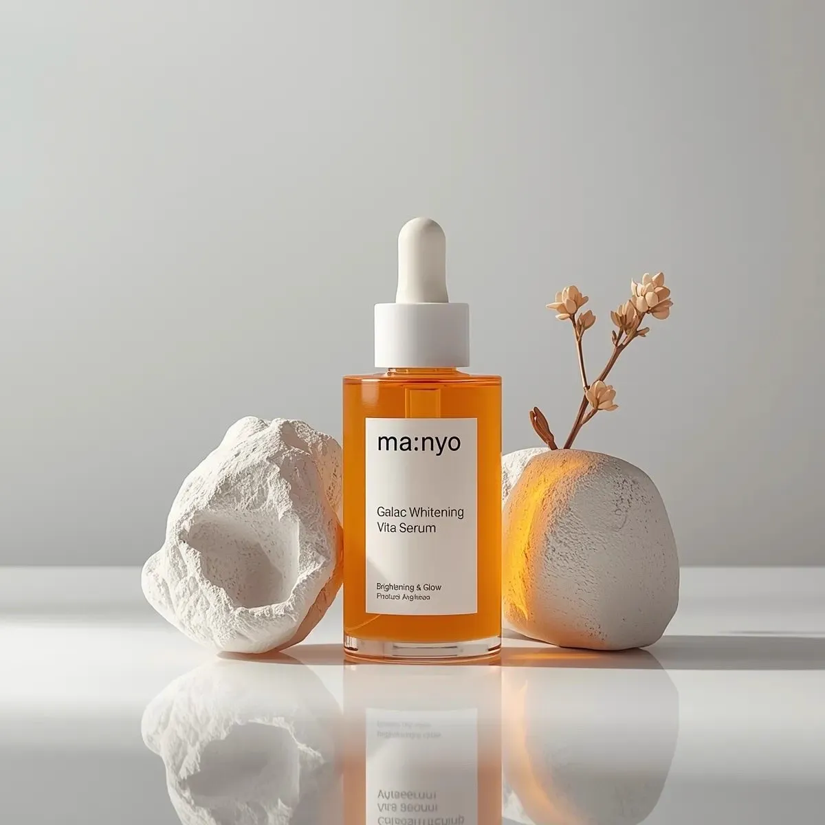Minimalist studio product photography of an amber glass dropper serum bottle… — 4/4