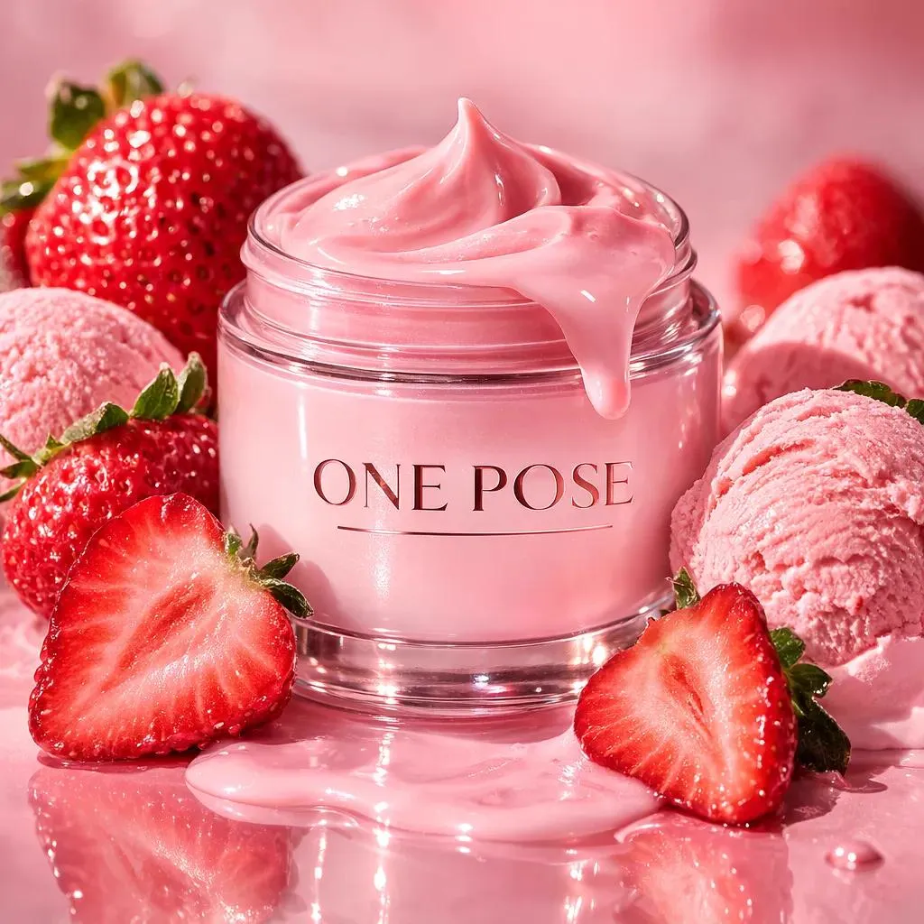 Ultra-realistic luxury skincare product photography featuring a glass cosmetic…