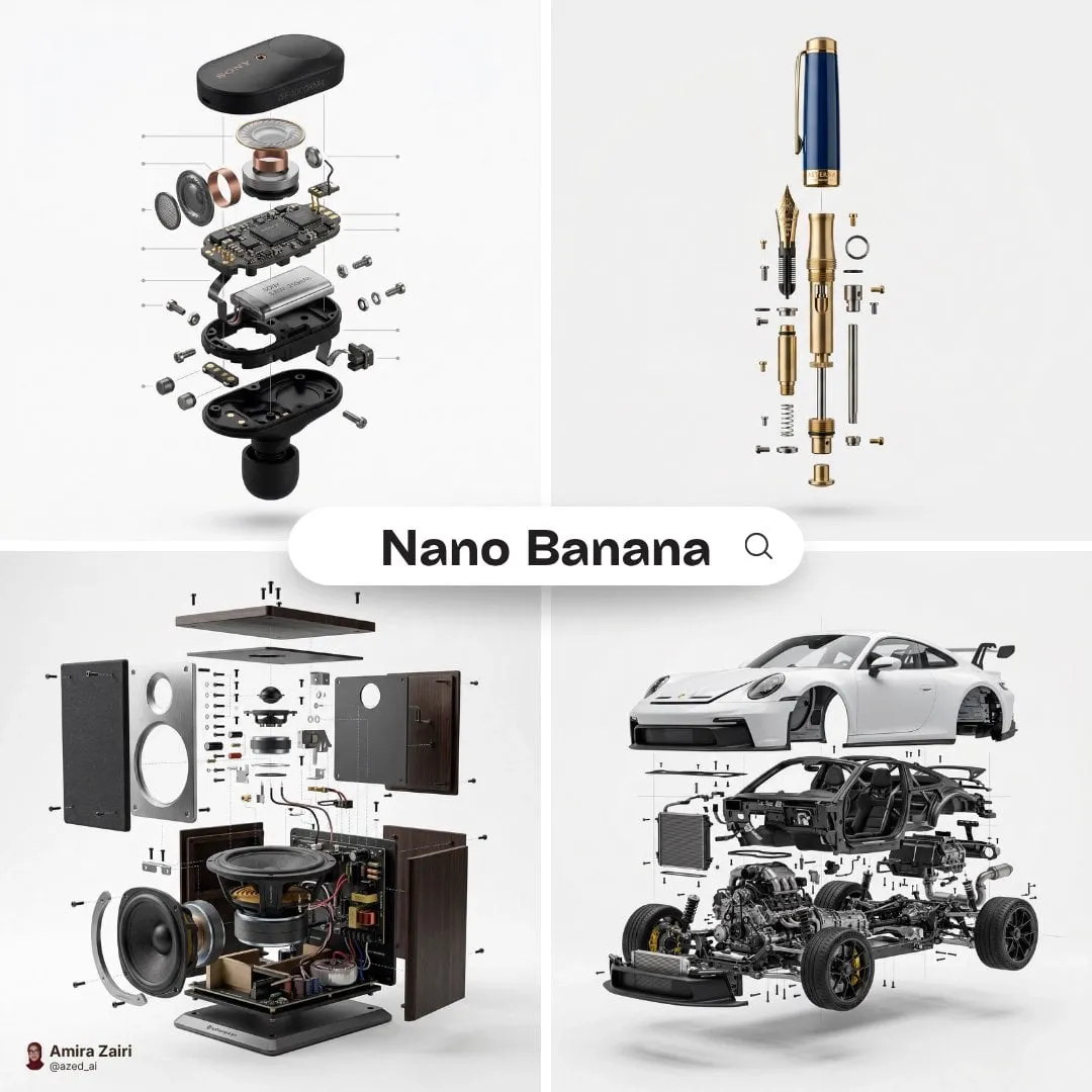 [product], high-end product advertising, white seamless background, exploded…