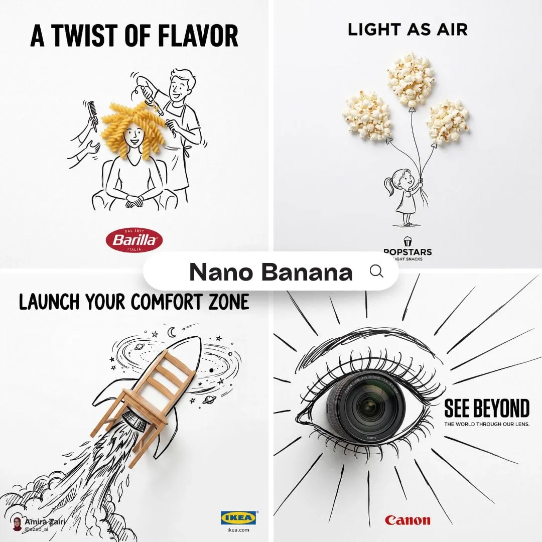 A minimalist and creative advertisement set on a pure white background