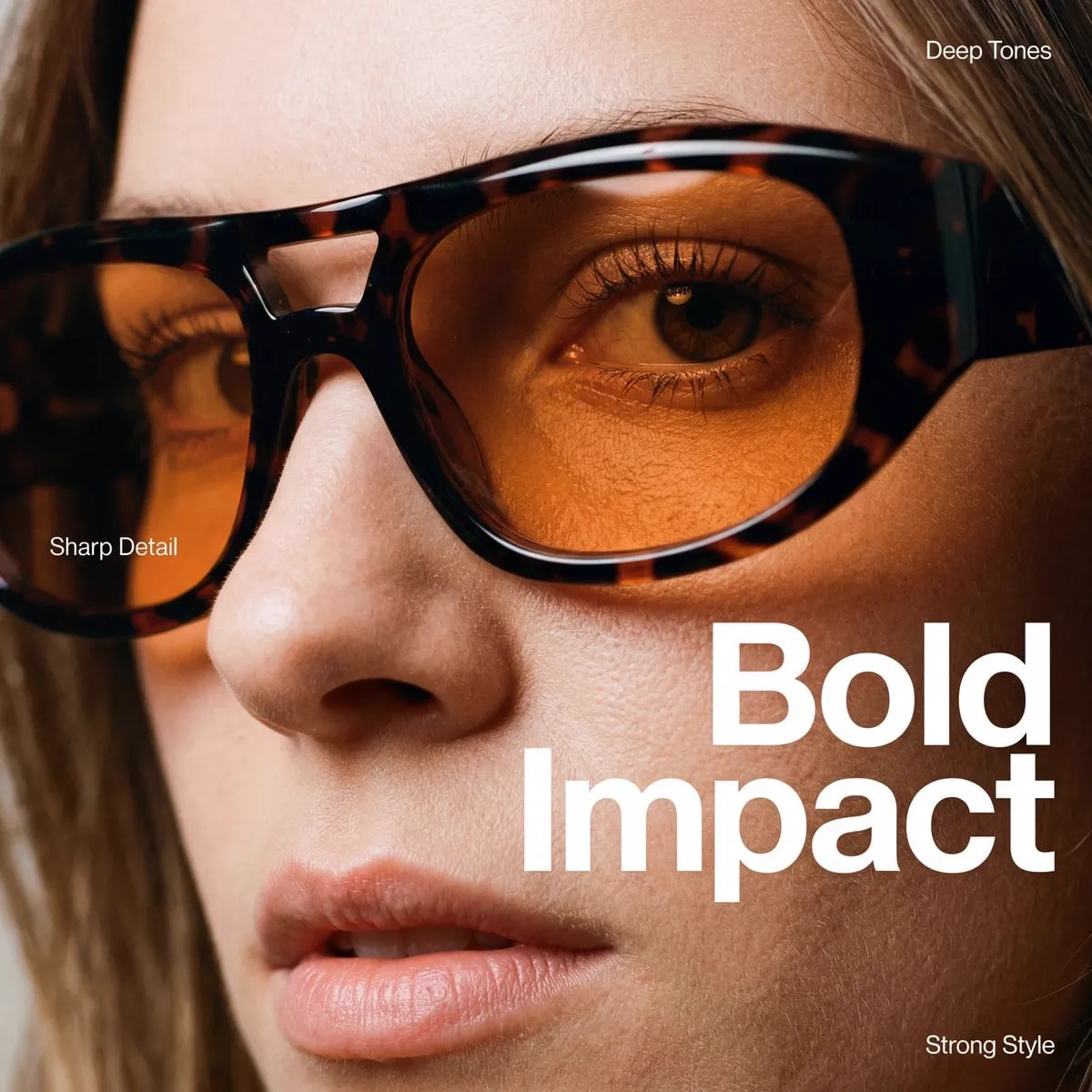 An extreme close-up, high-fashion editorial portrait focusing on the right side…