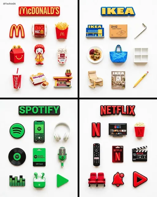 Flat-Lay Collection of Exactly 9 Hyper-Realistic 3D