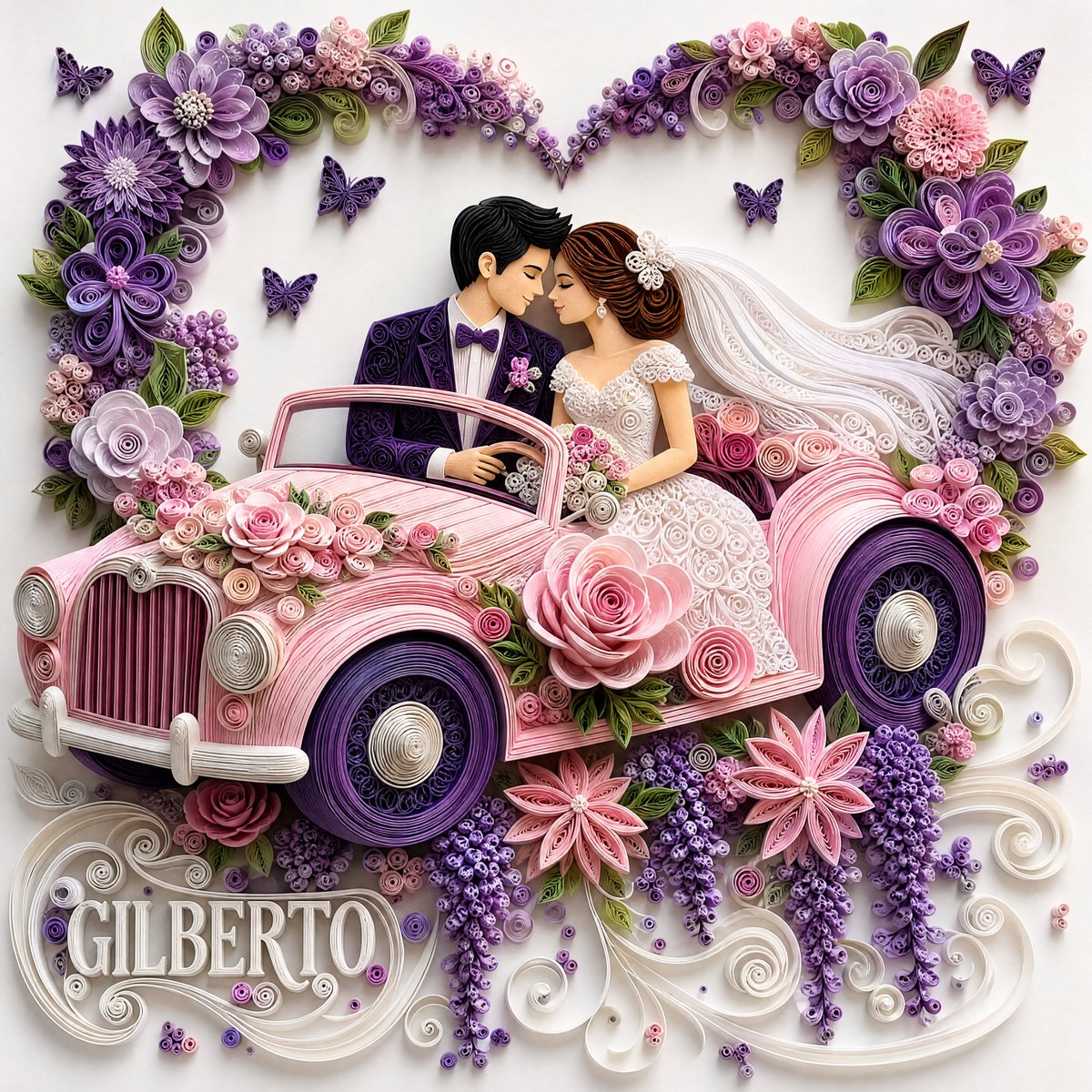 3D Paper Quilling Wedding Scene