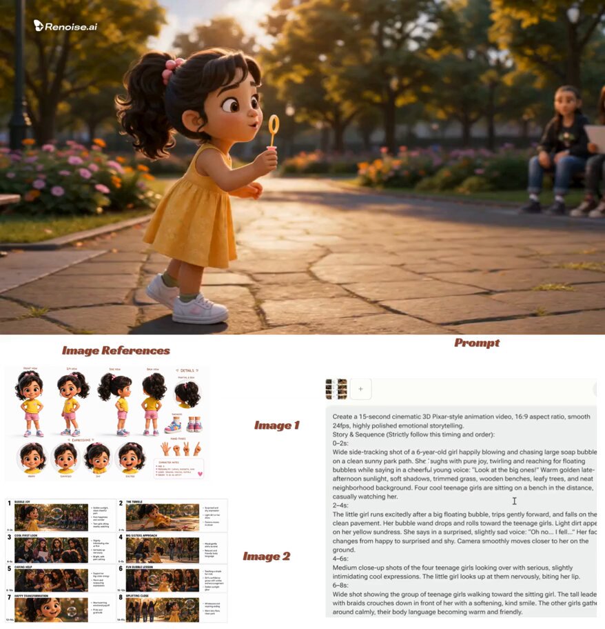 stylized 3D animation-Style Child Character Sheet