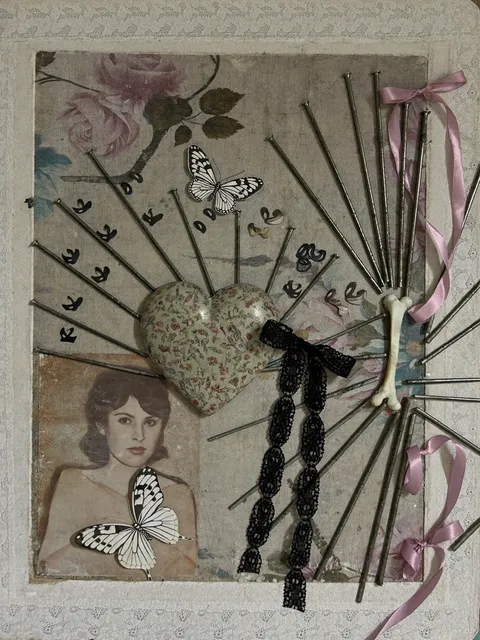 Straight-On View of a Mixed-Media Artwork Featuring